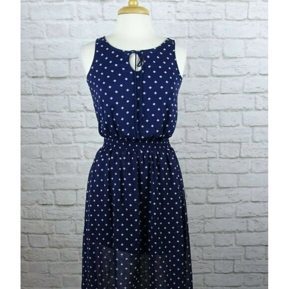 💰3/$25  Sleeveless Hi Lo Dress Sheer Sleeveless Lace Detail Floral Small - Picture 3 of 12